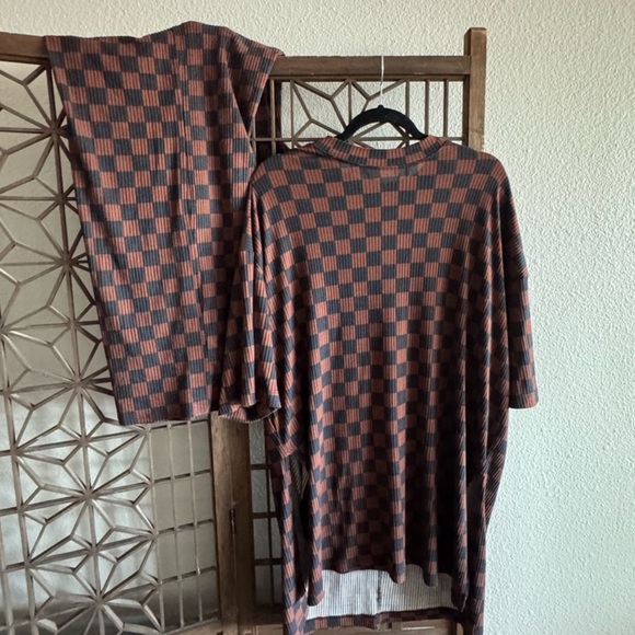 Dressed in LALA Mocha Checkered Brown & Black Set - Picture 2 of 11